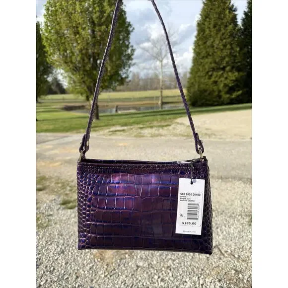 NWT Brahmin Melbourne Collection Lorelei Purple Acro Leather Shoulder Bag - Picture 3 of 16